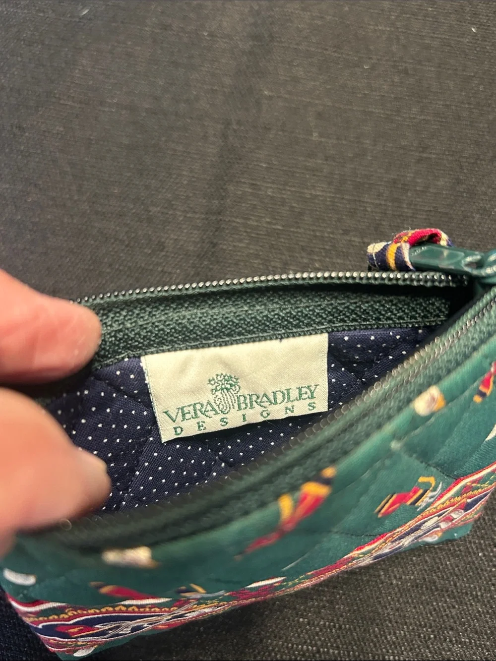Vera Bradley Teal Quilted Wristlet with Red and Navy Pattern